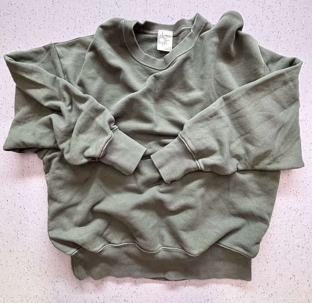 Aerie Offline Green Oversized Crewneck Sweatshirt Heavyweight French Terry S